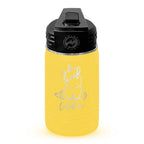 Personalized laser engraved Polar Camel 12oz Kids Water Bottle in Yellow, custom name gift