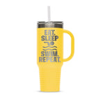 Personalized laser engraved Polar Camel 40oz Travel Mug with Straw in Yellow, custom name gift
