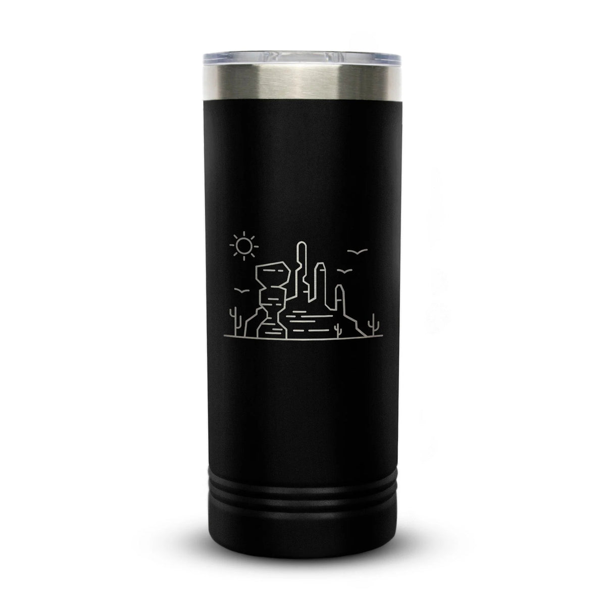 Personalized laser engraved Polar Camel 22oz Skinny Tumbler in Black, custom name gift