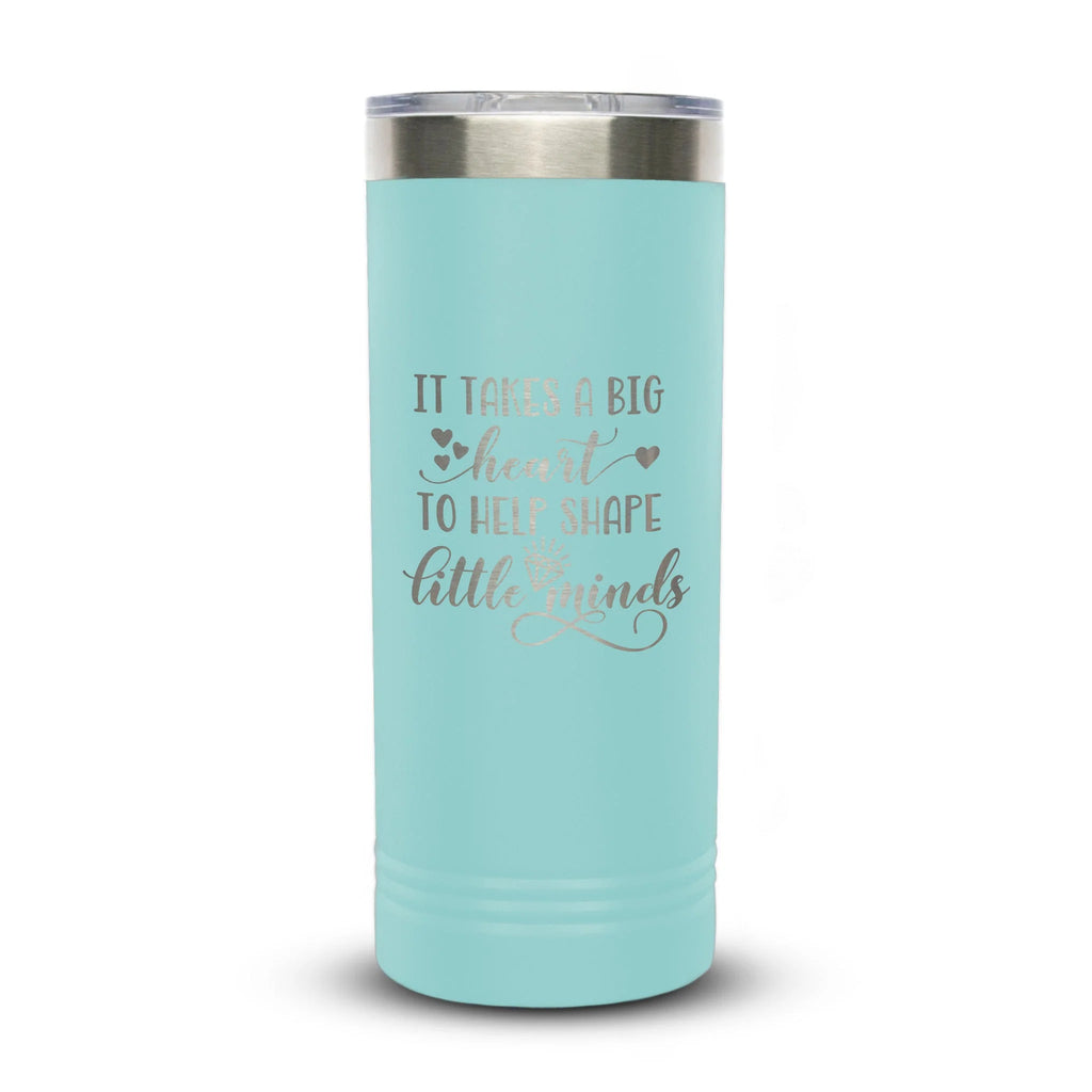 Personalized laser engraved Polar Camel 22oz Skinny Tumbler in teal, custom name gift