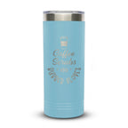 Personalized laser engraved Polar Camel 22oz Skinny Tumbler in Light Blue, custom name gift