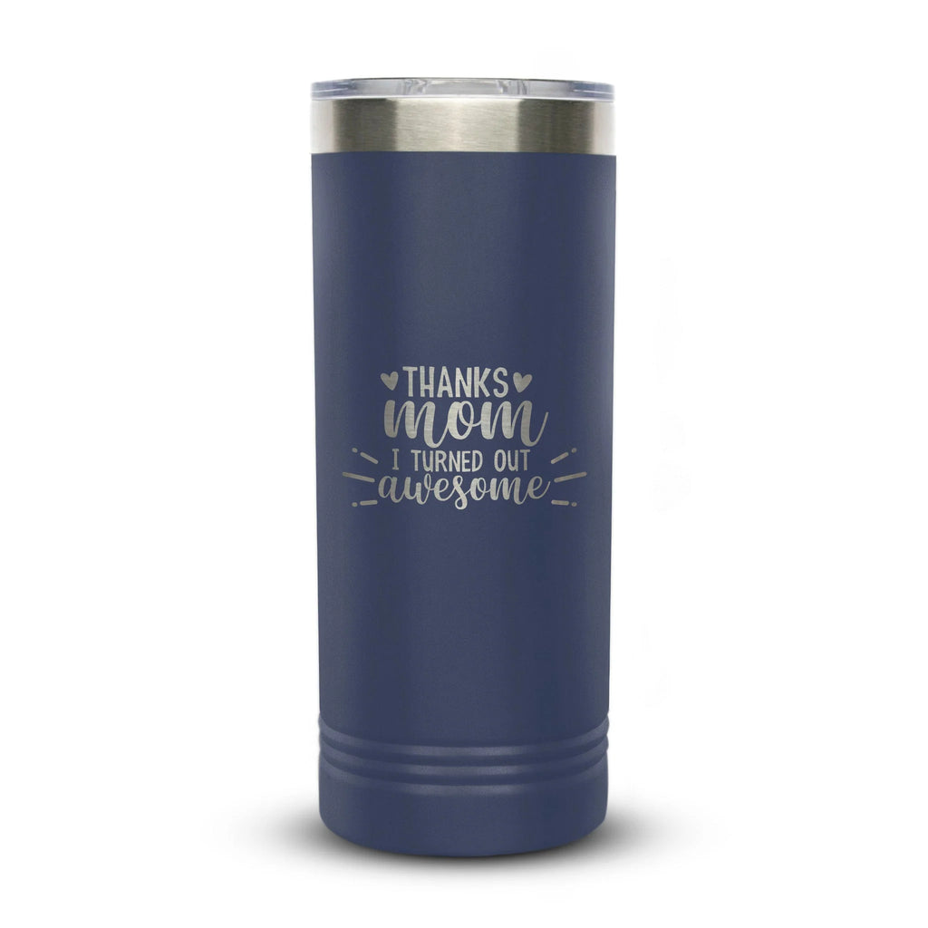 Personalized laser engraved Polar Camel 22oz Skinny Tumbler in Navy, custom name gift