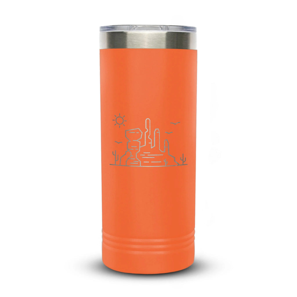 Personalized laser engraved Polar Camel 22oz Skinny Tumbler in Orange, custom name gift