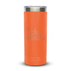 Personalized laser engraved Polar Camel 22oz Skinny Tumbler in Orange, custom name gift
