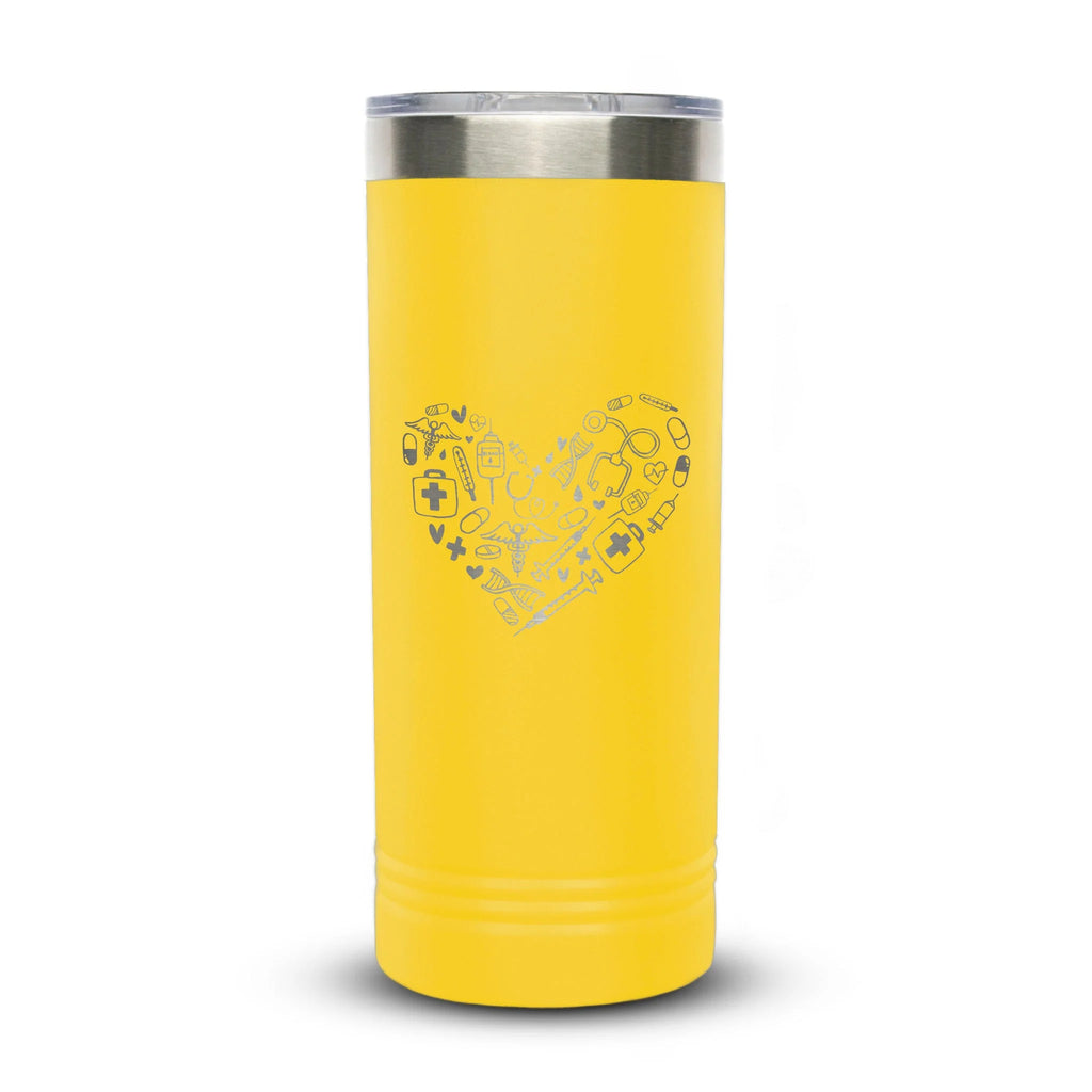 Personalized laser engraved Polar Camel 22oz Skinny Tumbler in Yellow, custom name gift