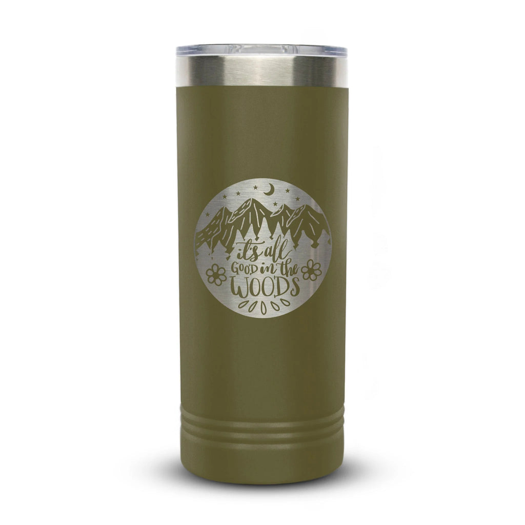 Personalized laser engraved Polar Camel 22oz Skinny Tumbler in Olive Green, custom name gift