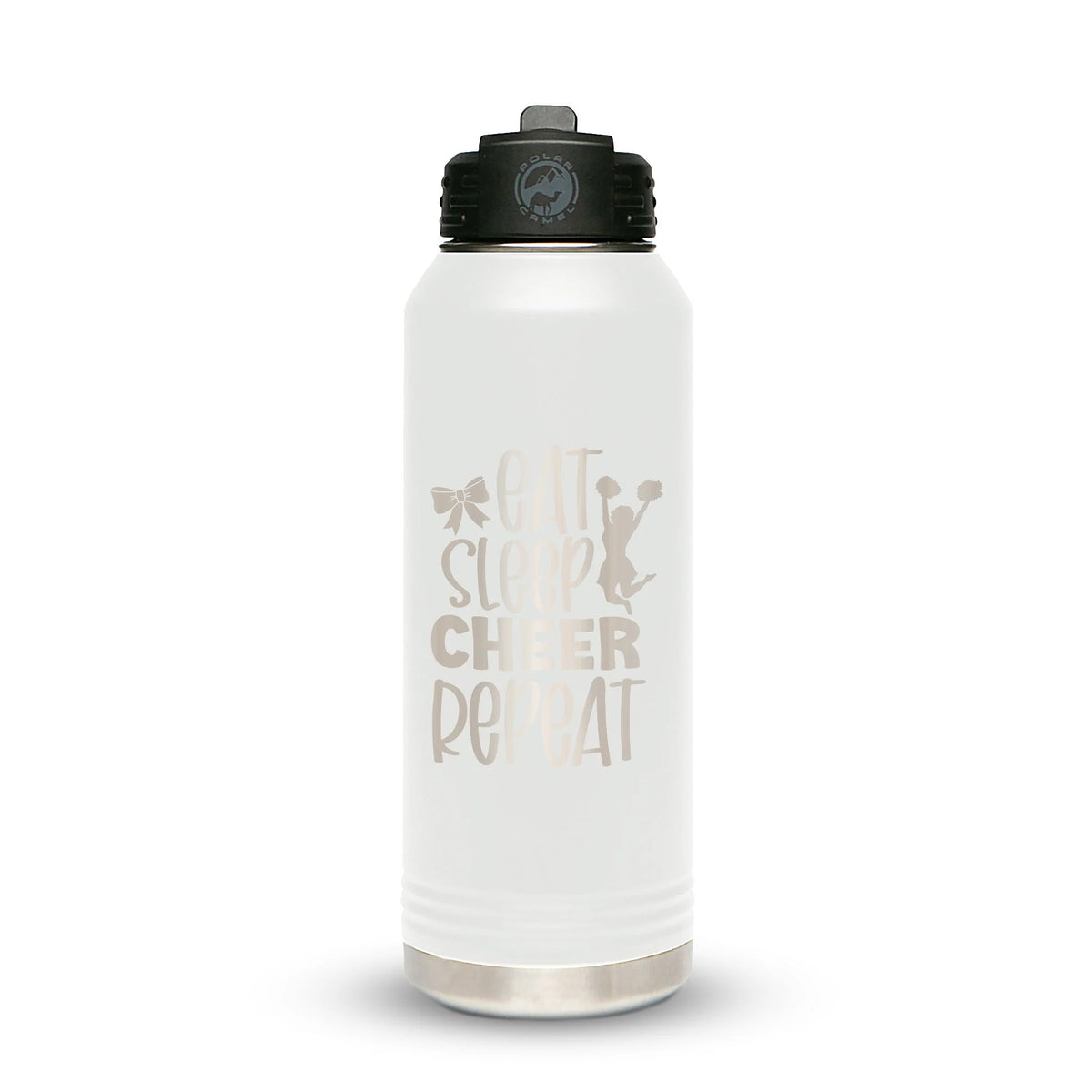 Personalized laser engraved Polar Camel 32oz Water Bottle in White, custom name gift