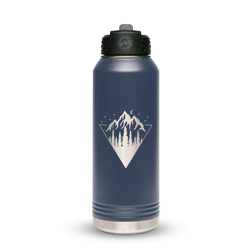 Personalized laser engraved Polar Camel 20oz Water Bottle in Navy, custom name gift