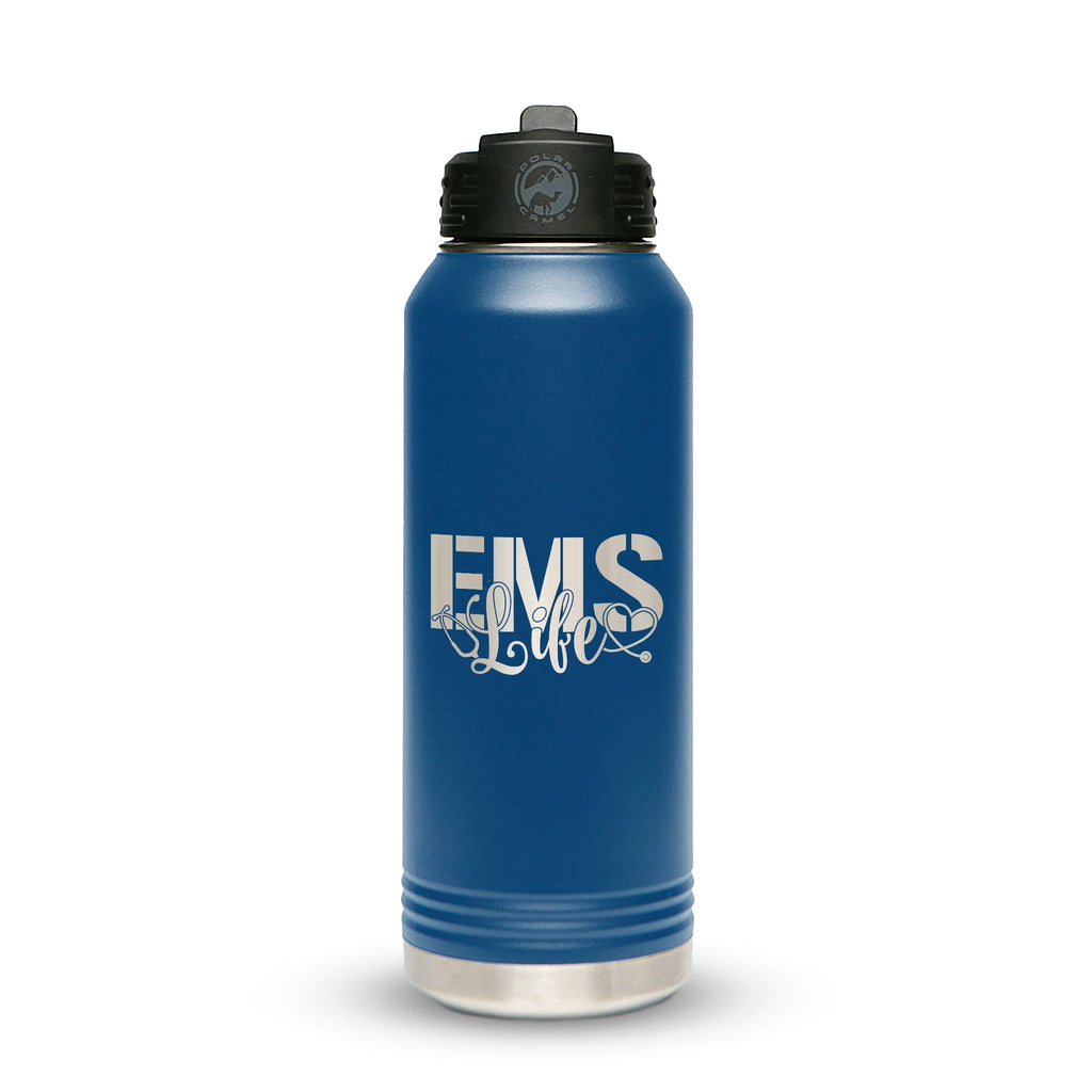 Personalized laser engraved Polar Camel 20oz Water Bottle in Royal Blue, custom name gift