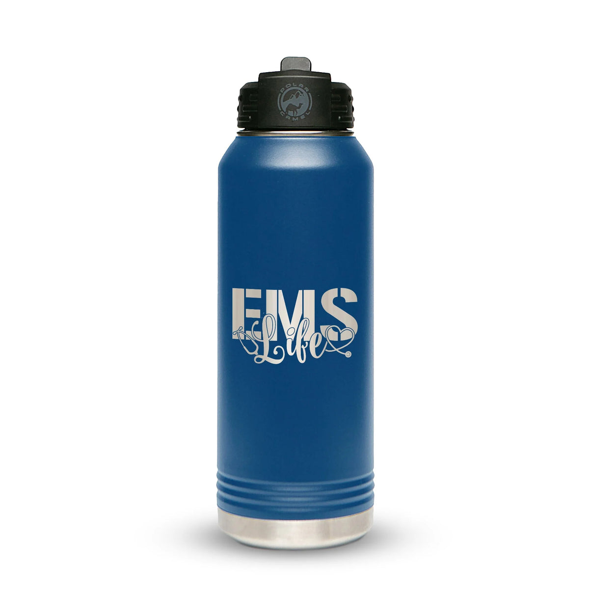 Personalized laser engraved Polar Camel 32oz Water Bottle in Royal Blue, custom name gift