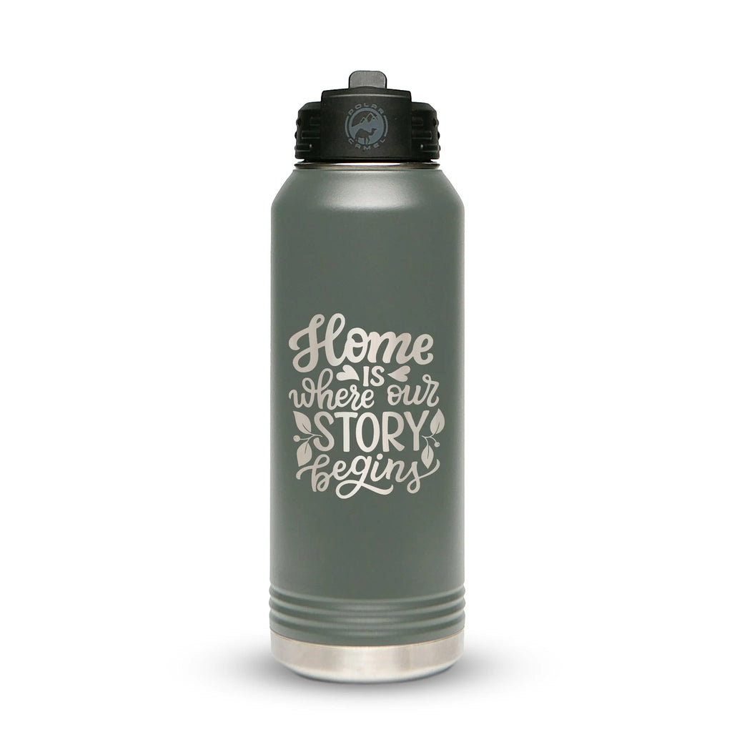 Personalized laser engraved Polar Camel 20oz Water Bottle in Gray, custom name gift