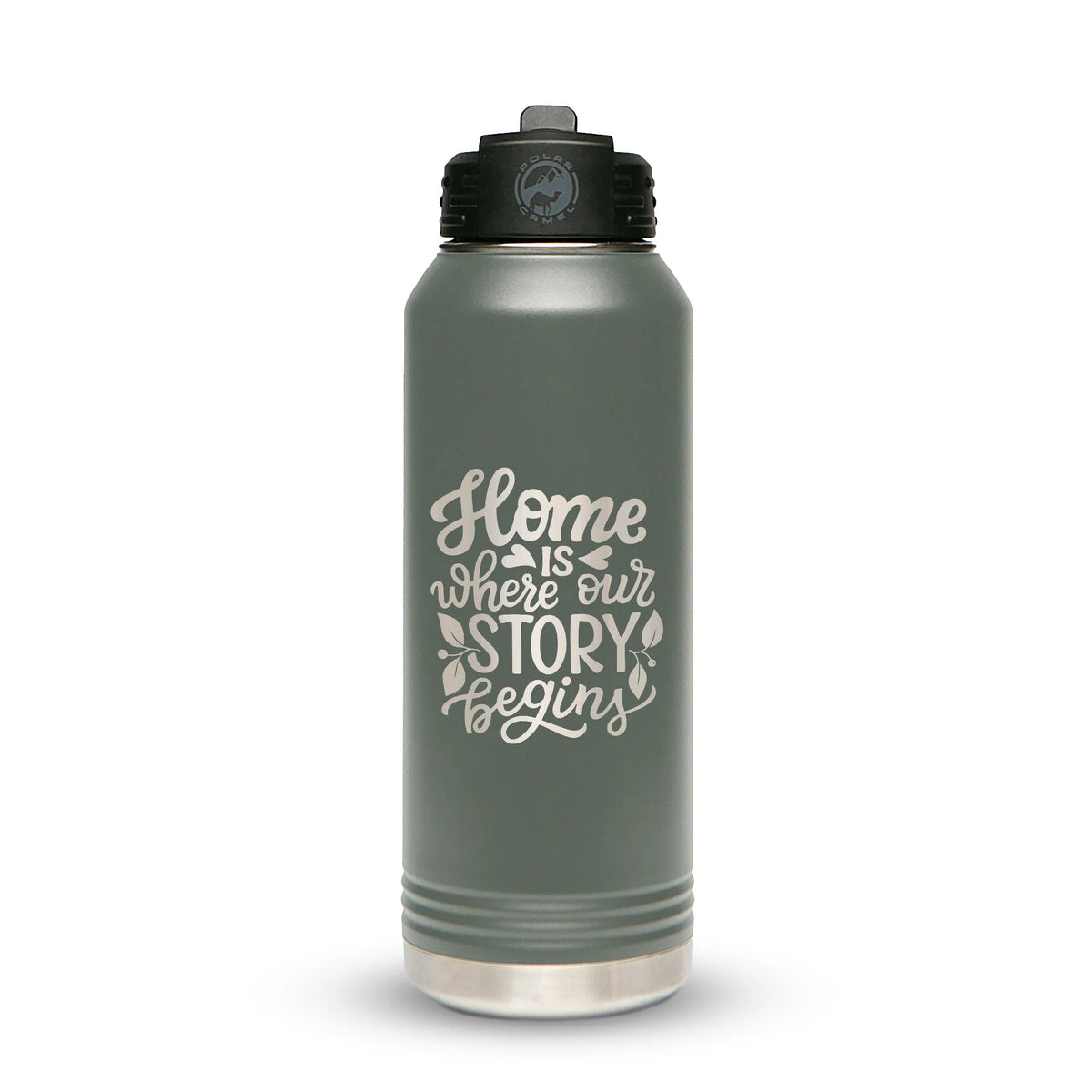 Personalized laser engraved Polar Camel 32oz Water Bottle in Gray, custom name gift