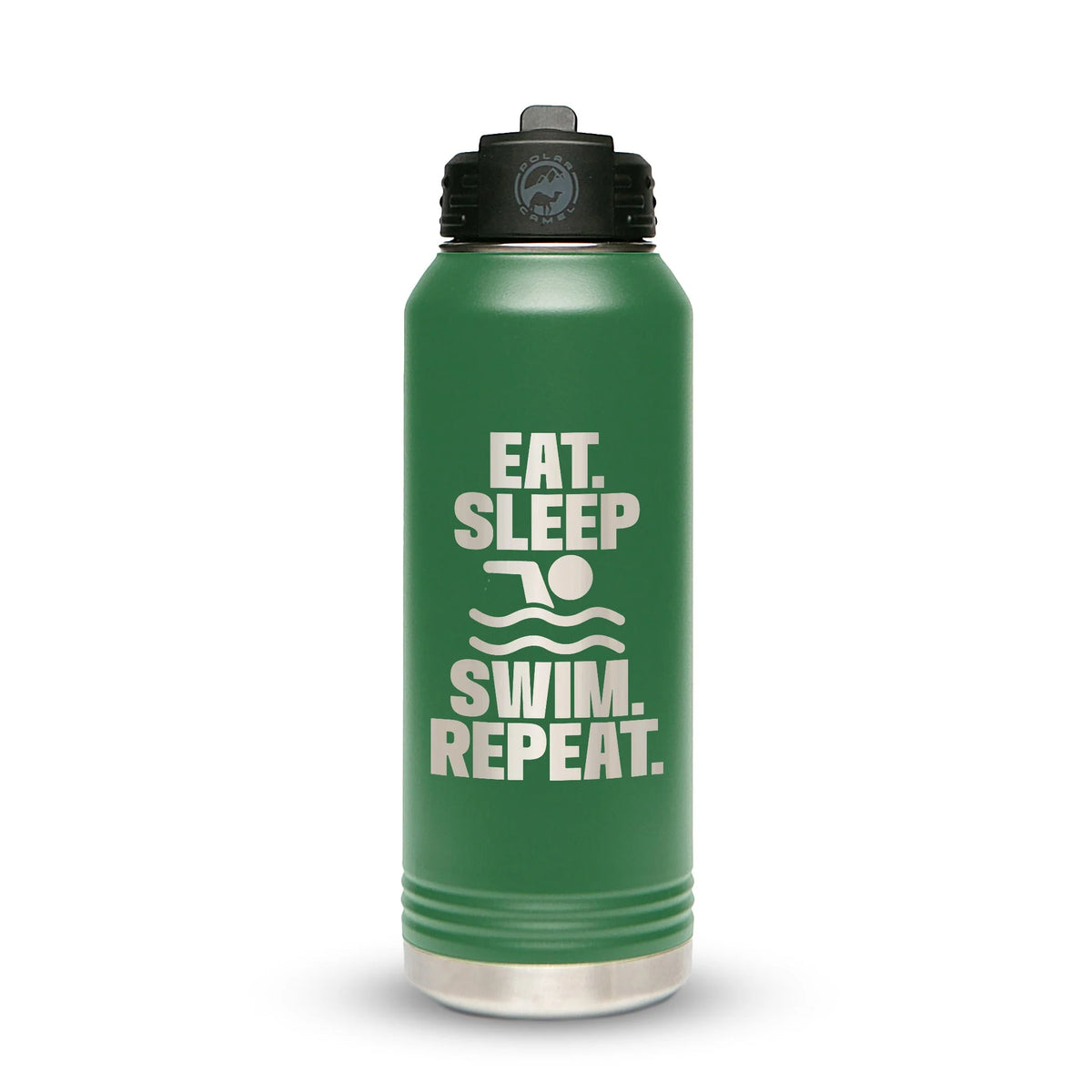 Personalized laser engraved Polar Camel 32oz Water Bottle in Green, custom name gift