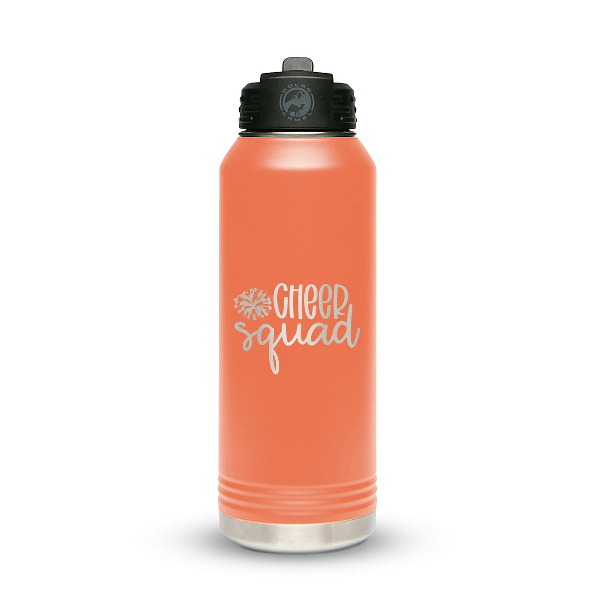 Personalized laser engraved Polar Camel 32oz Water Bottle in Coral, custom name gift