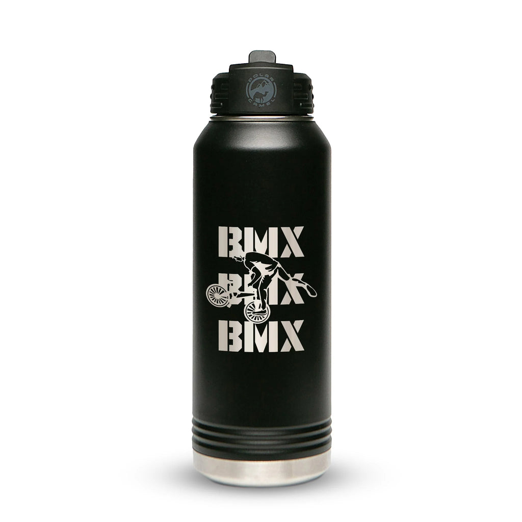Personalized laser engraved Polar Camel 20oz Water Bottle in Black, custom name gift