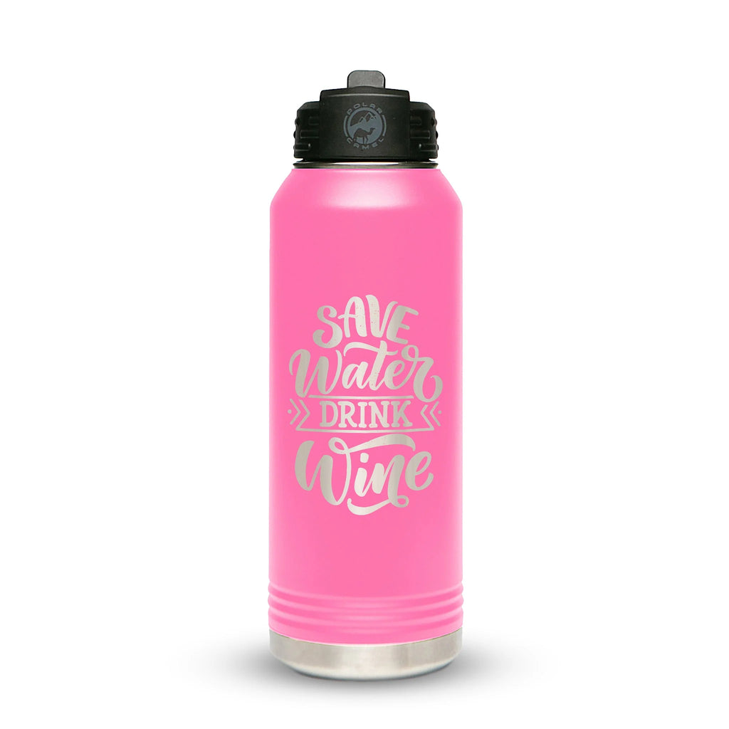 Personalized laser engraved Polar Camel 20oz Water Bottle in Pink, custom name gift