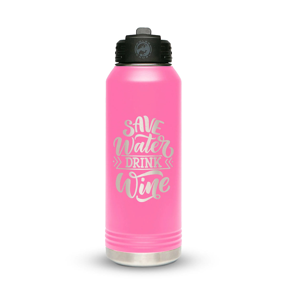 Personalized laser engraved Polar Camel 32oz Water Bottle in Pink, custom name gift