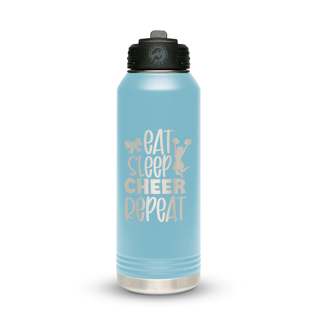 Personalized laser engraved Polar Camel 20oz Water Bottle in Light Blue, custom name gift