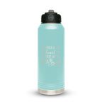 Personalized laser engraved Polar Camel 20oz Water Bottle in teal, custom name gift