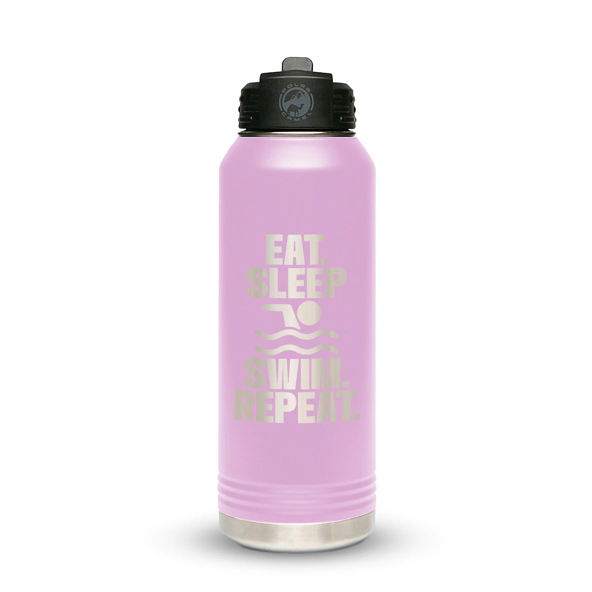 Personalized laser engraved Polar Camel 32oz Water Bottle in Light Purple, custom name gift