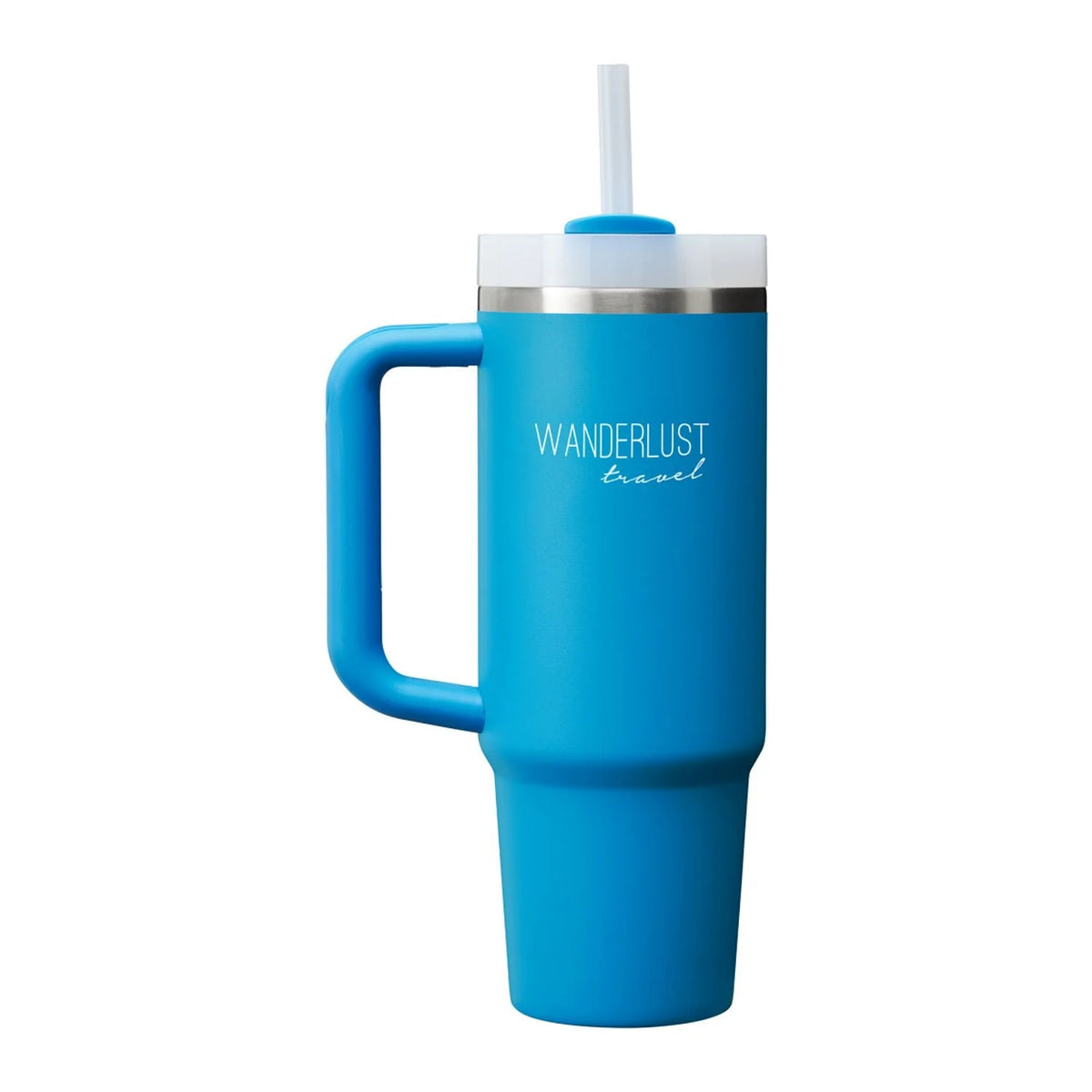 Personalized laser engraved Stanley 40oz Quencher H2.0 Tumbler in Azure, custom name gift
