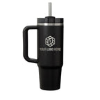 Personalized laser engraved Stanley 30oz and 40oz Quencher H2.0 Tumbler in Black 2.0, custom name gift