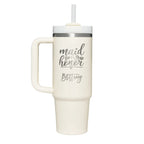 Personalized laser engraved Stanley 30oz and 40oz Quencher H2.0 Tumbler in Cream 2.0, custom name gift