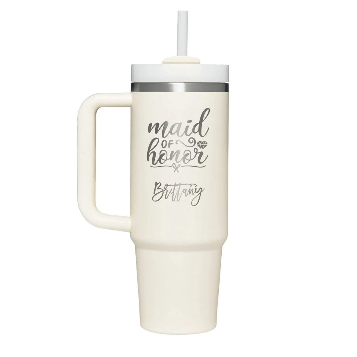 Personalized laser engraved Stanley 30oz and 40oz Quencher H2.0 Tumbler in Cream 2.0, custom name gift