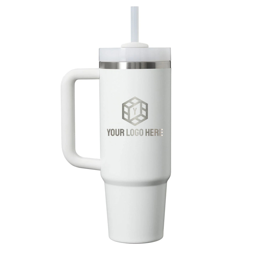 Personalized laser engraved Stanley 30oz and 40oz Quencher H2.0 Tumbler in Frost, custom name gift
