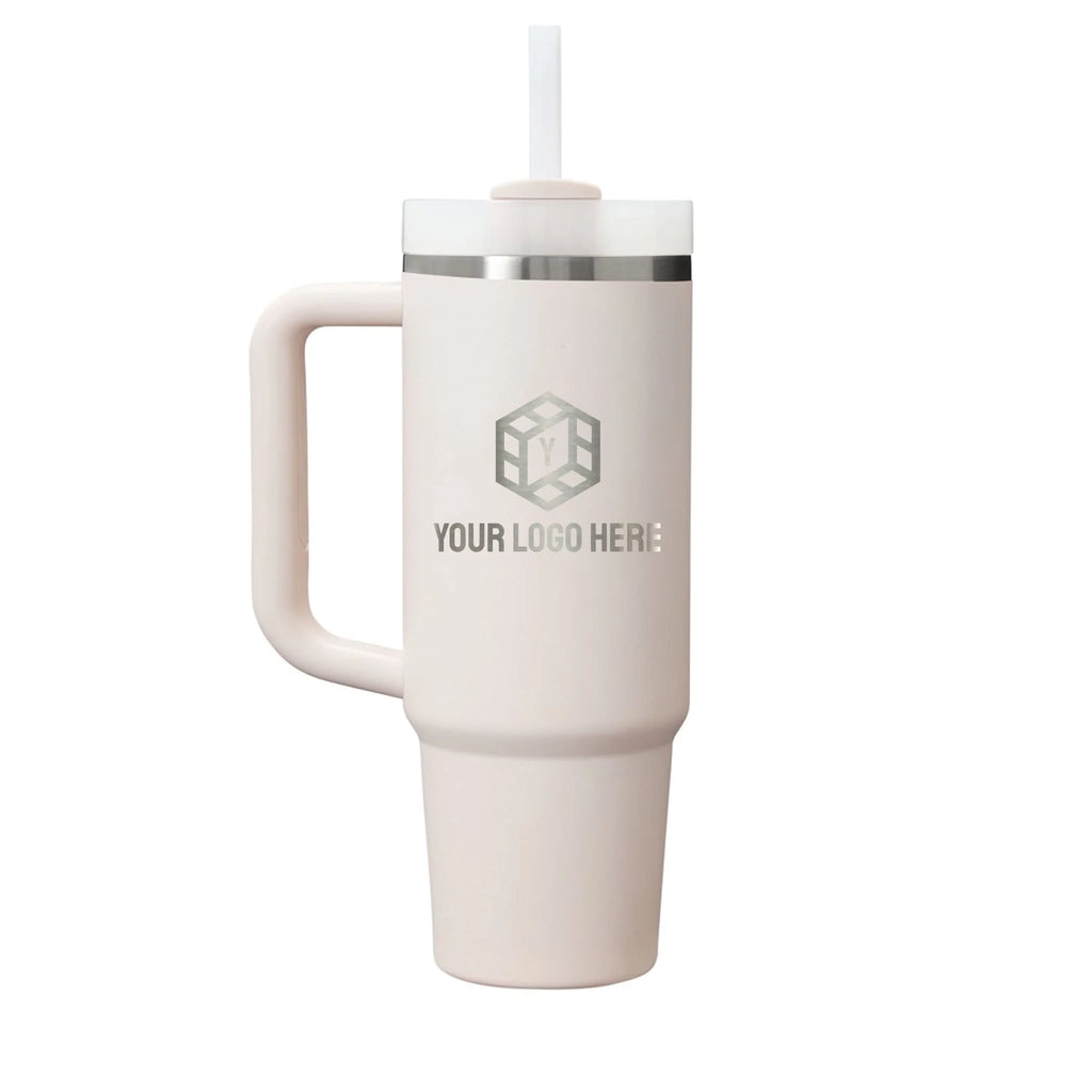 Personalized laser engraved Stanley 30oz and 40oz Quencher H2.0 Tumbler in Rose Quartz 2.0, custom name gift