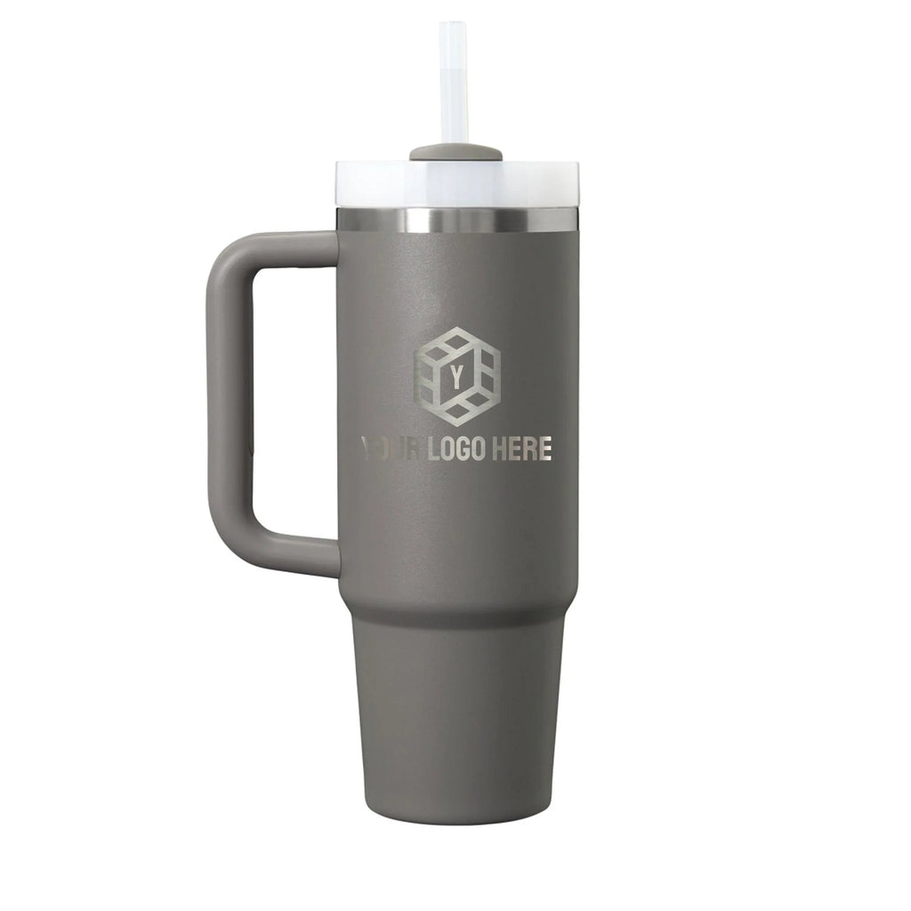 Personalized laser engraved Stanley 30oz and 40oz Quencher H2.0 Tumbler in Stone, custom name gift
