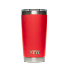 Personalized laser engraved YETI 20oz Rambler Tumbler in Rescue Red, custom name gift