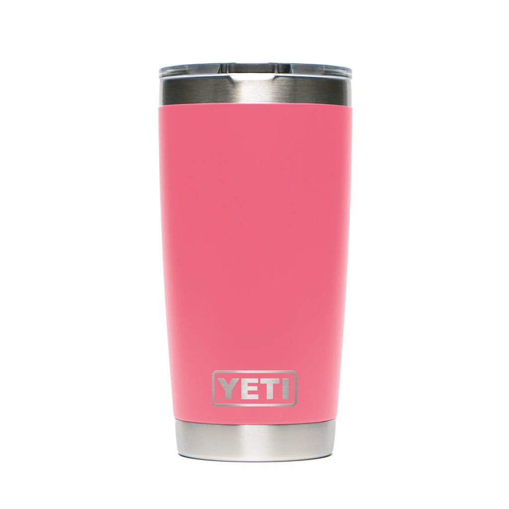 Personalized laser engraved YETI 20oz Rambler Tumbler in Tropical Pink, custom name gift