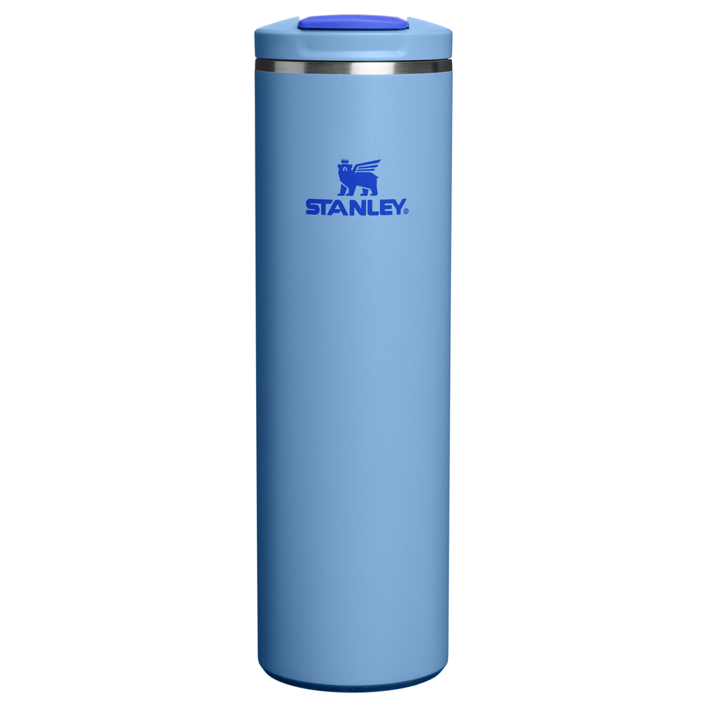 Personalized laser engraved Stanley 20oz AeroLight Transit Bottle in Blue Sky, custom name gift