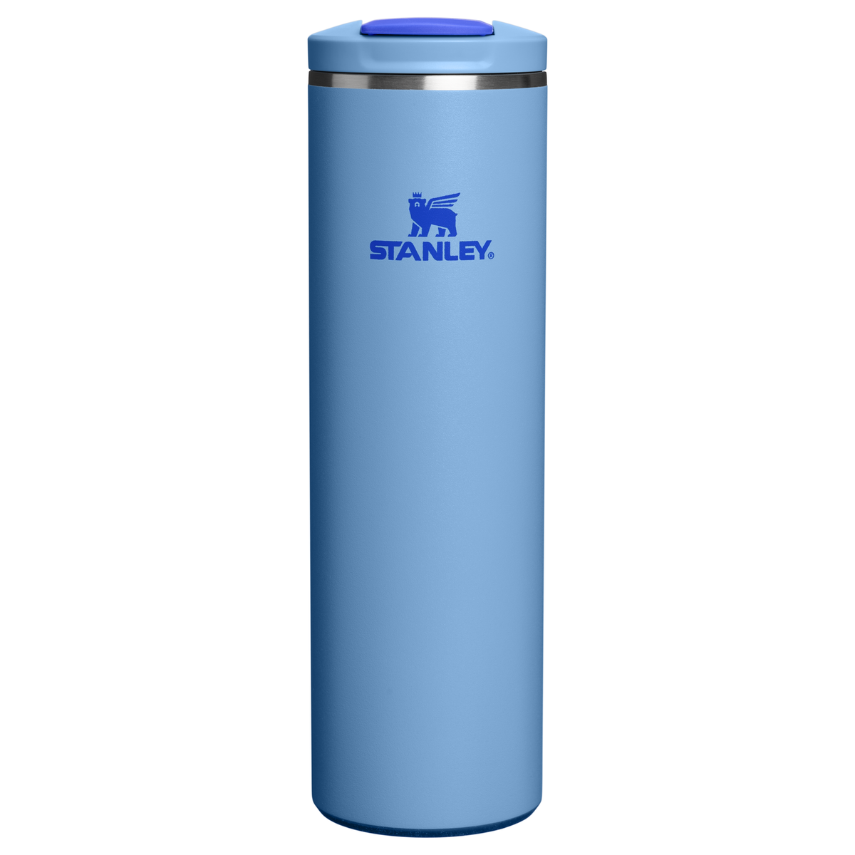 Personalized laser engraved Stanley 20oz AeroLight Transit Bottle in Blue Sky, custom name gift