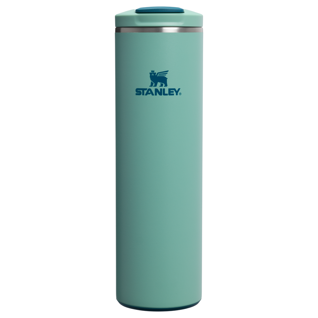 Personalized laser engraved Stanley 20oz AeroLight Transit Bottle in Spring Green, custom name gift