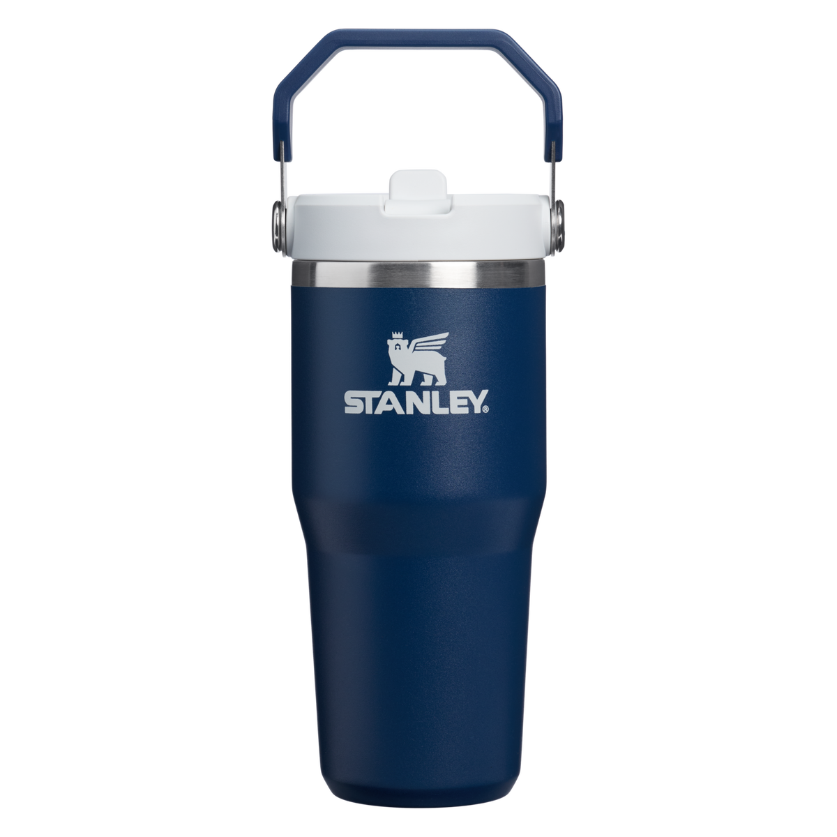 Personalized laser engraved Stanley 20oz IceFlow 2.0 Tumbler in Dark Navy, custom name gift