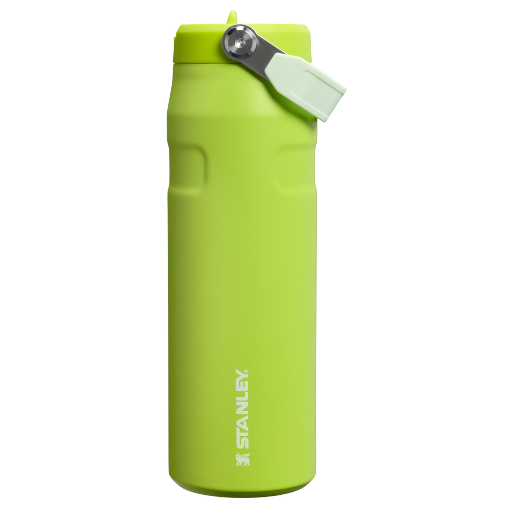 Personalized laser engraved Stanley 24oz IceFlow AeroLight Bottle in Chartreuse, custom name gift