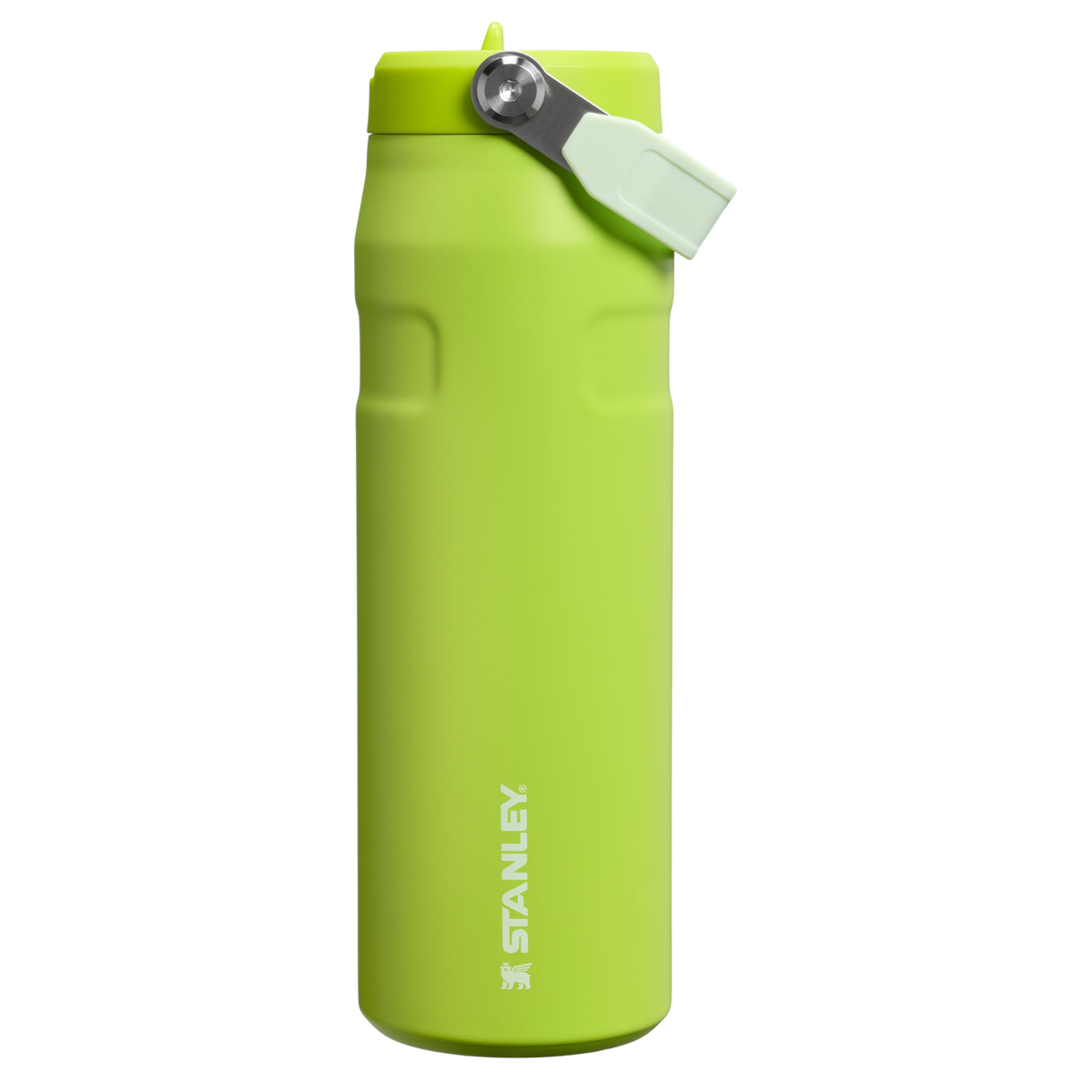 Personalized laser engraved Stanley 24oz IceFlow AeroLight Bottle in Chartreuse, custom name gift