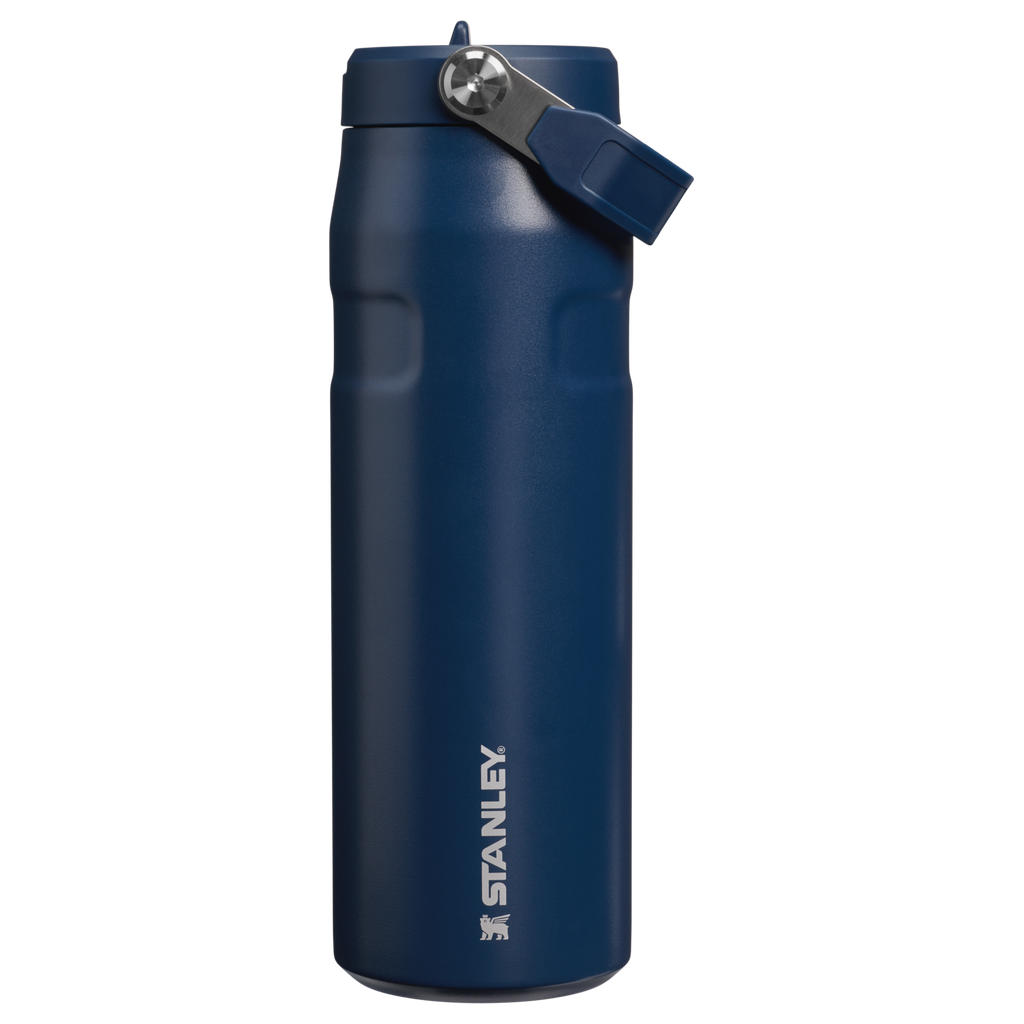 Personalized laser engraved Stanley 24oz IceFlow AeroLight Bottle in Dark Navy, custom name gift