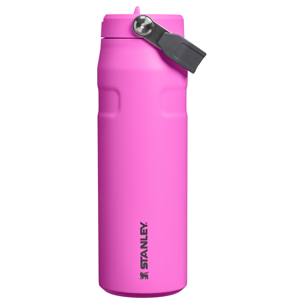 Personalized laser engraved Stanley 24oz IceFlow AeroLight Bottle in Hot Pink, custom name gift