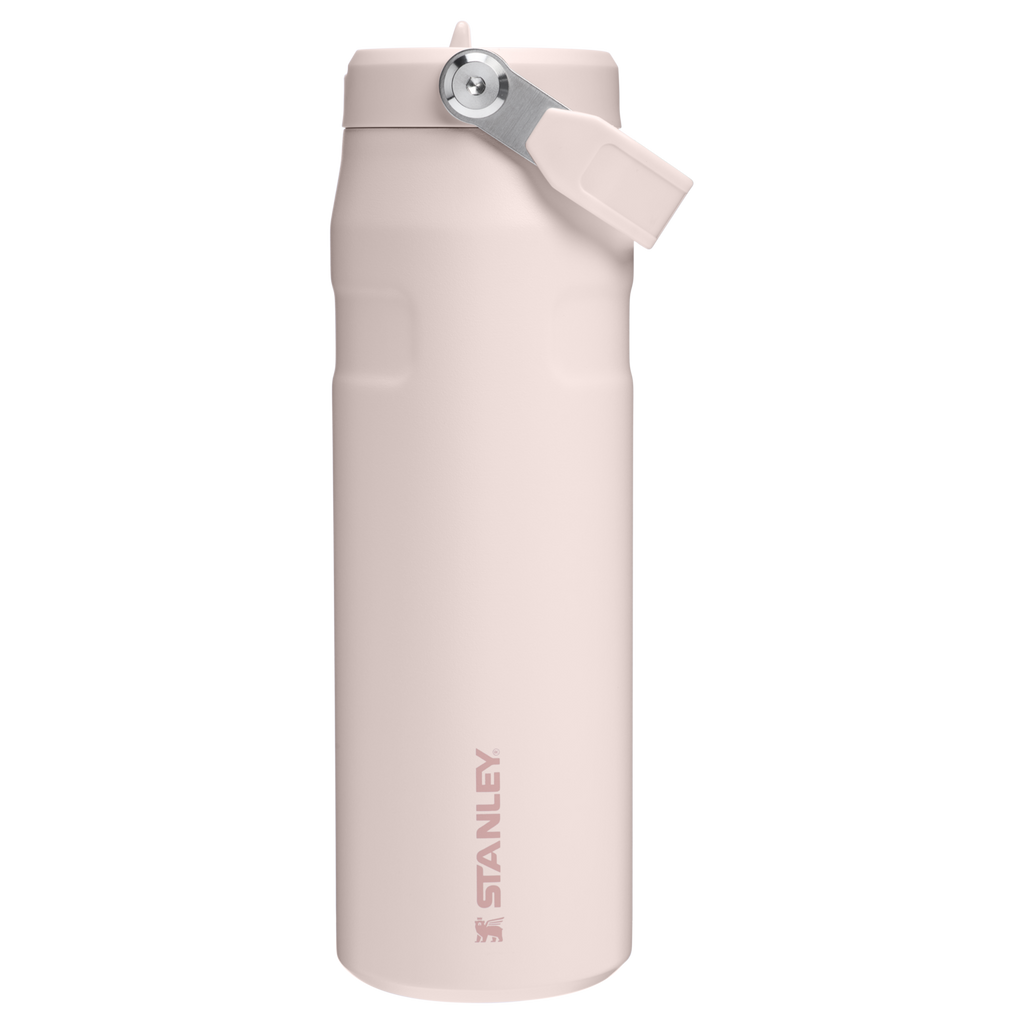 Personalized laser engraved Stanley 24oz IceFlow AeroLight Bottle in Rose Quartz, custom name gift