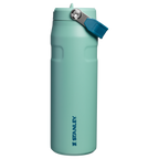 Personalized laser engraved Stanley 24oz IceFlow AeroLight Bottle in Spring Green, custom name gift