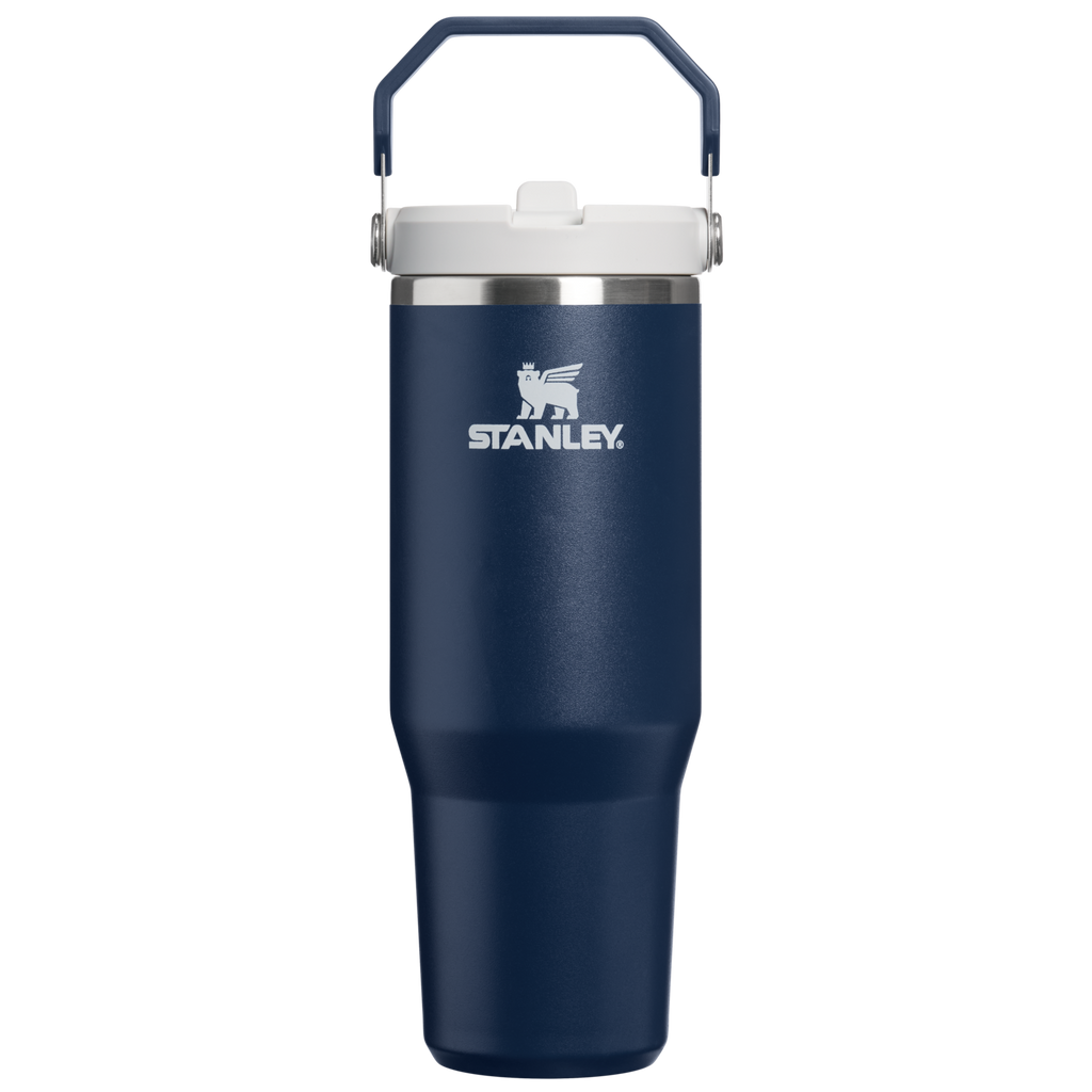 Personalized laser engraved Stanley 30oz IceFlow 2.0 Tumbler in Dark Navy, custom name gift