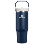 Personalized laser engraved Stanley 30oz IceFlow 2.0 Tumbler in Dark Navy, custom name gift