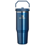 Personalized laser engraved Stanley 30oz IceFlow 2.0 Tumbler in Glacial Blue Shine, custom name gift