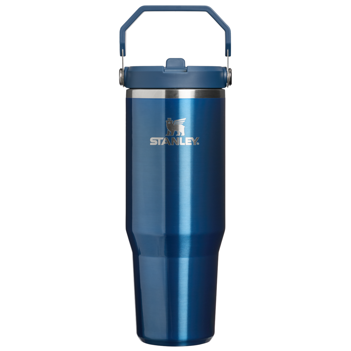 Personalized laser engraved Stanley 30oz IceFlow 2.0 Tumbler in Glacial Blue Shine, custom name gift