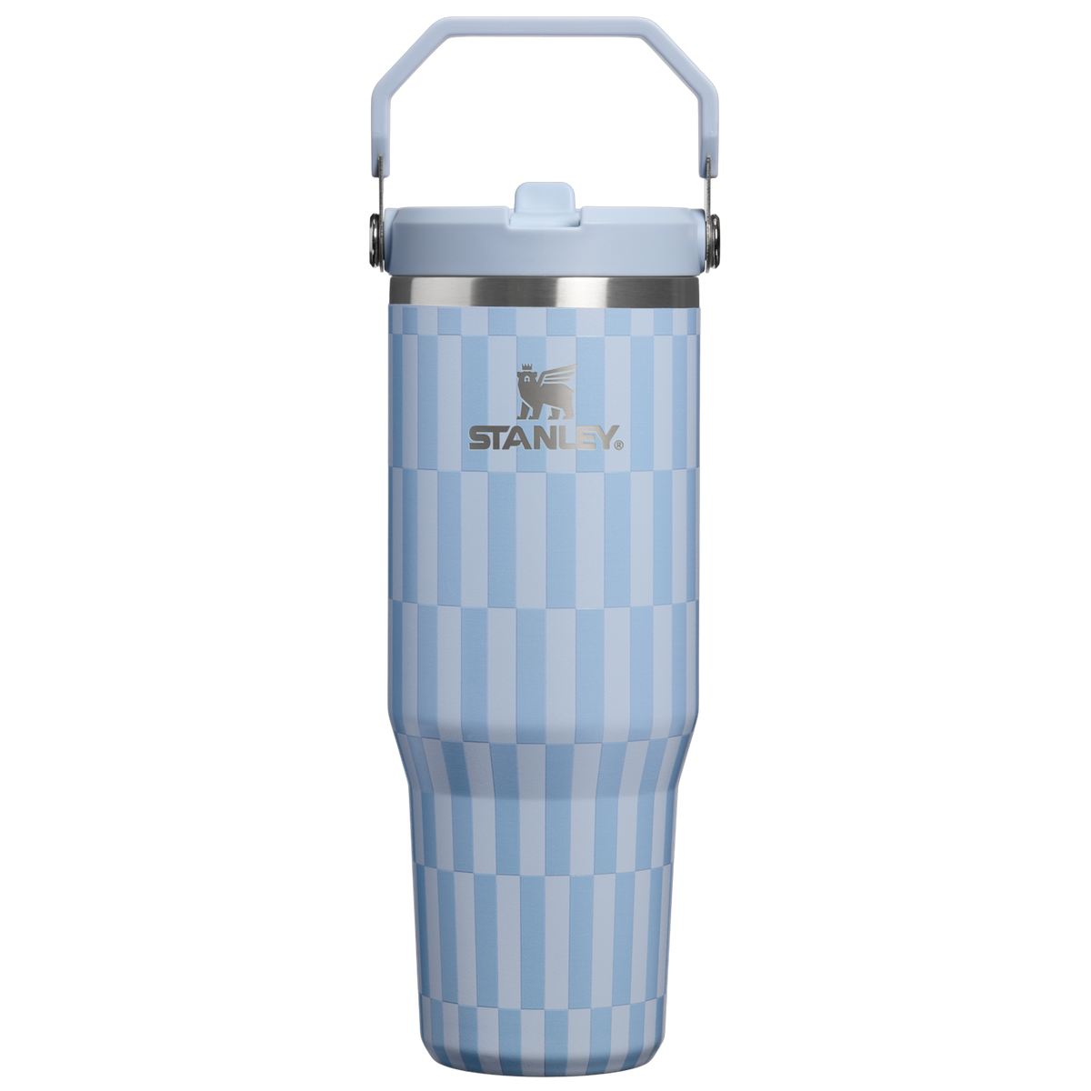 Personalized laser engraved Stanley 30oz IceFlow 2.0 Tumbler in Linen Blue Tile, custom name gift