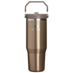 Personalized laser engraved Stanley 30oz IceFlow 2.0 Tumbler in Pale Gold Shine, custom name gift