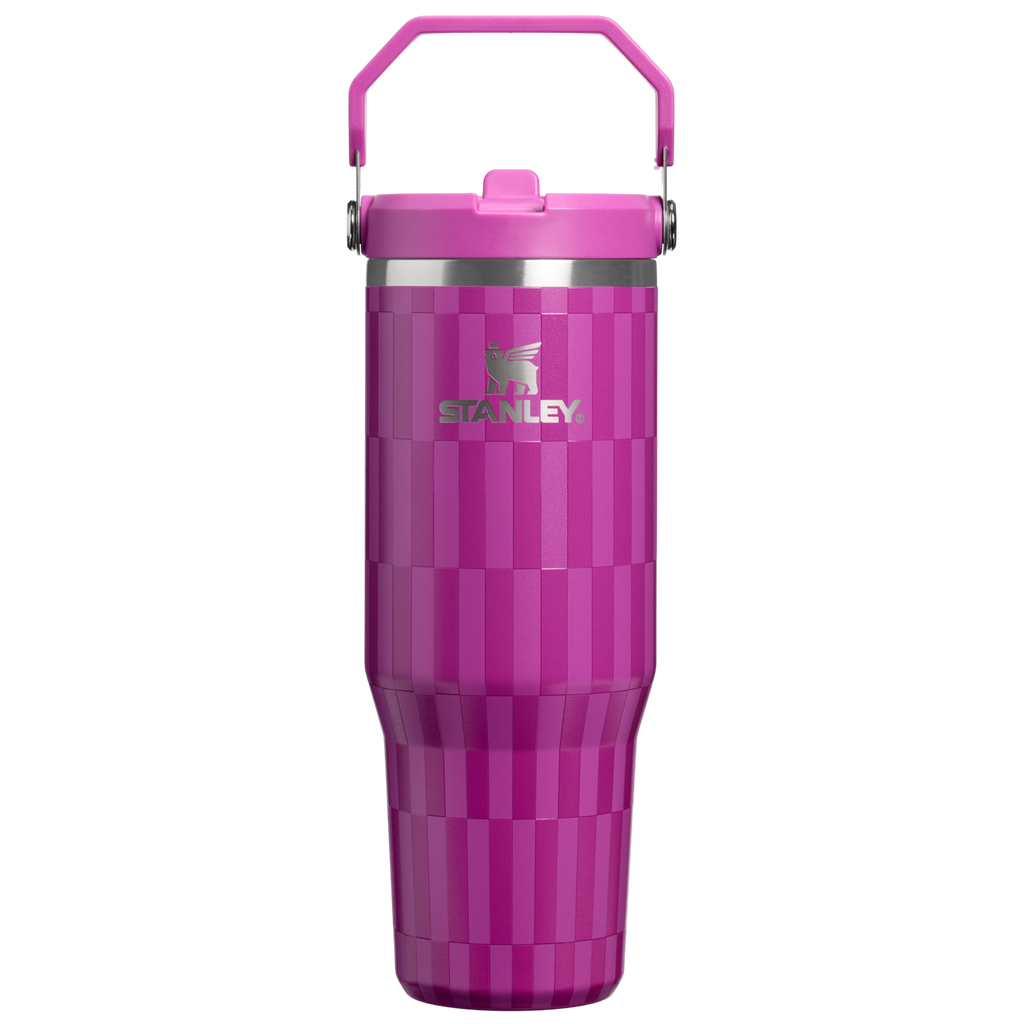 Personalized laser engraved Stanley 30oz IceFlow 2.0 Tumbler in Purple Blossom Tile, custom name gift